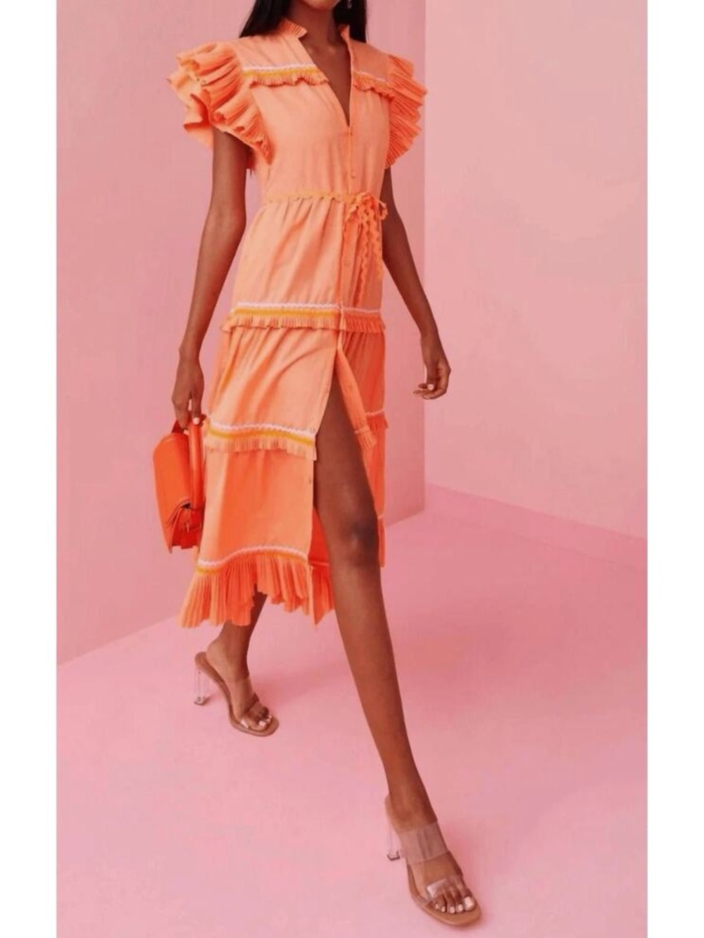 Celia B orange Moonlit midi dress brand new with tags size Xs